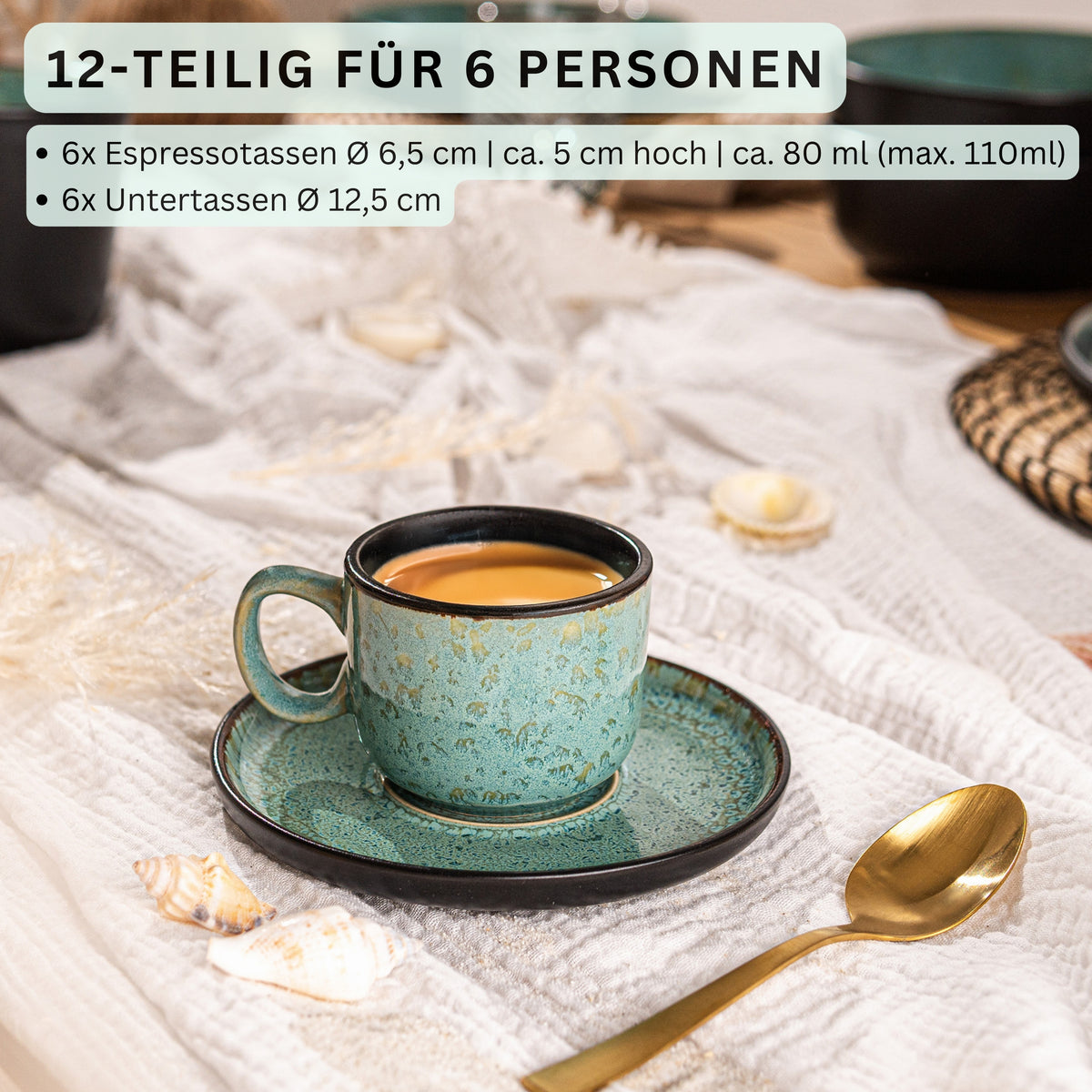 SÄNGER Espressotassen Set Fiji 12 teilig für 6 Personen