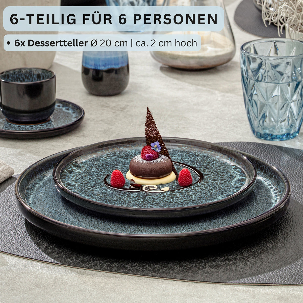 SÄNGER Dessertteller Set Manila - 6 teilig aus Steingut