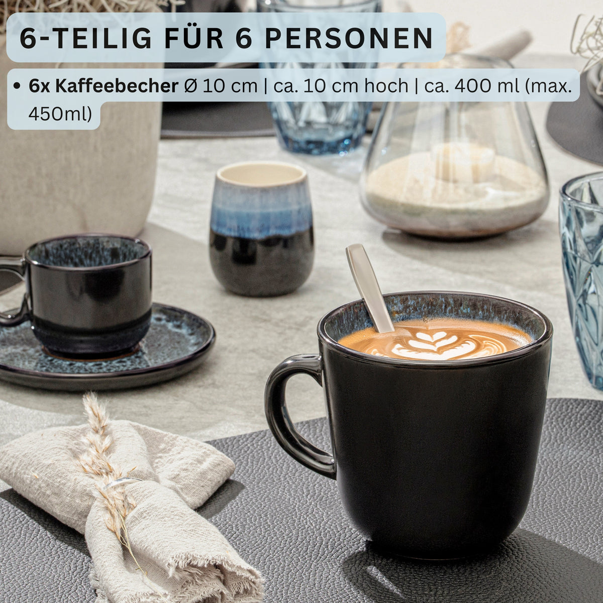 SÄNGER Kaffeebecher Set Manila - 6 teilig aus Steingut
