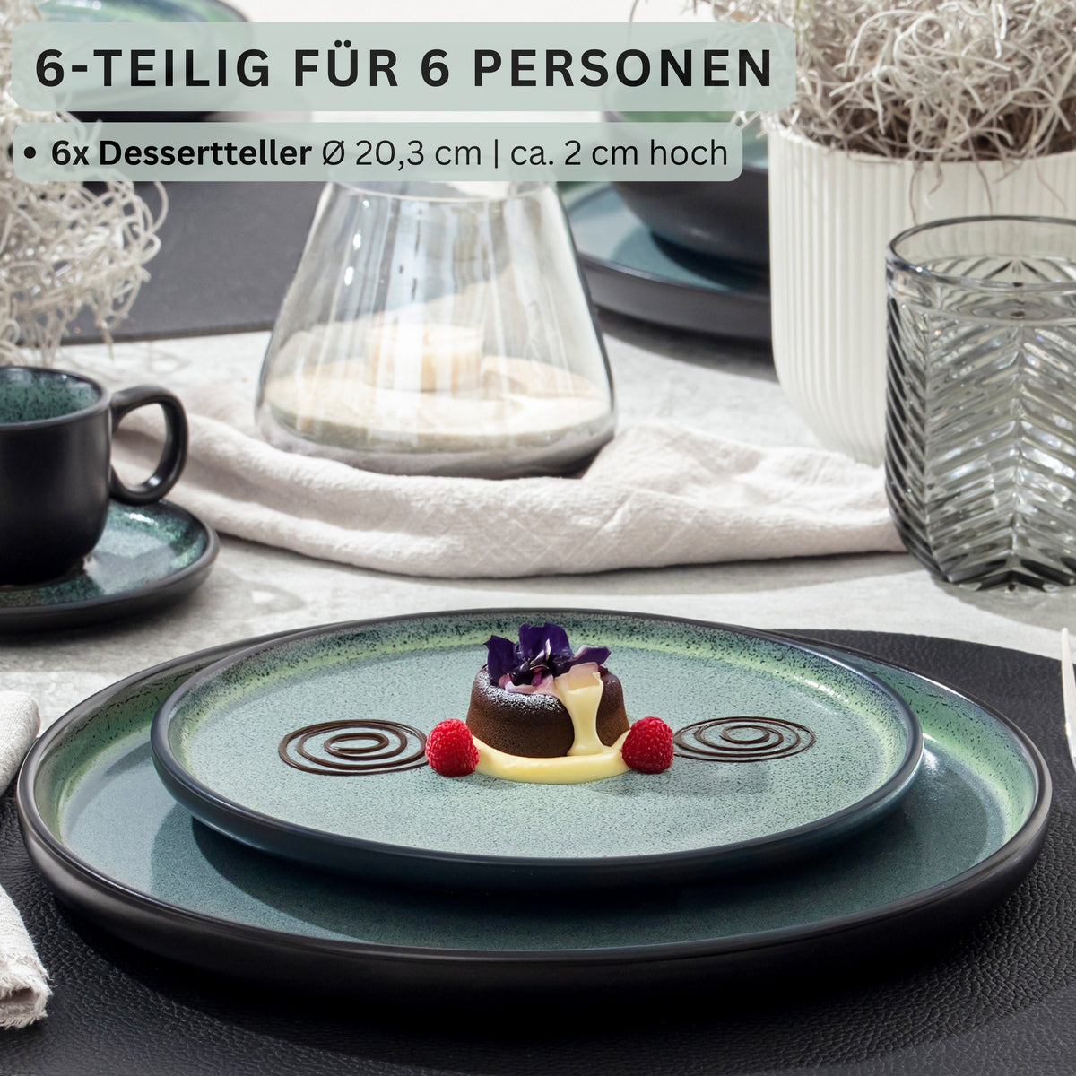 SÄNGER Steingut Dessertteller Malmö 6-teilig