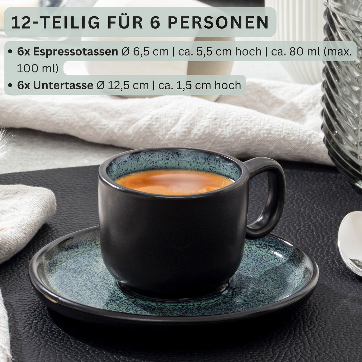 SÄNGER Steingut Espressotassen Set Malmö 12-teilig