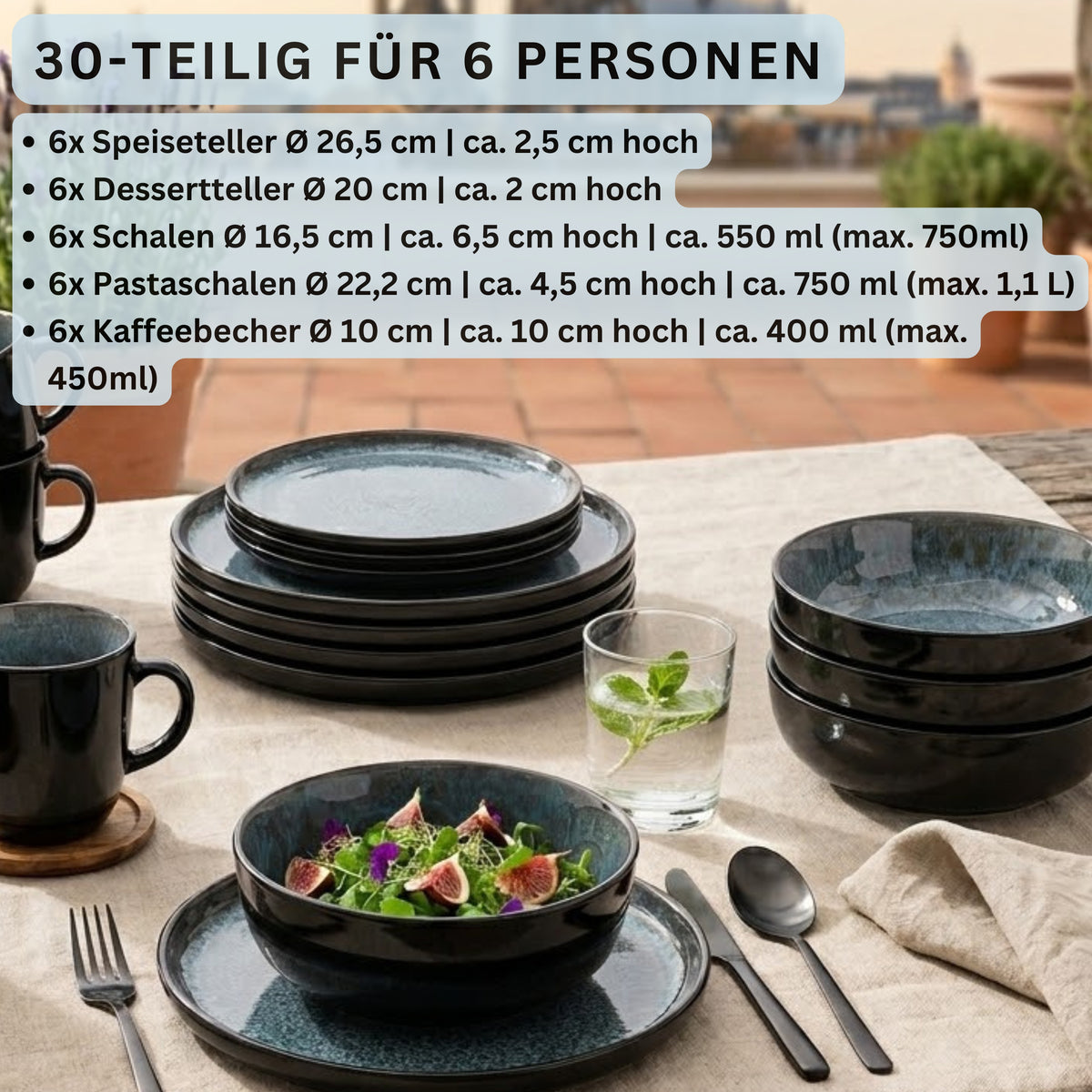 SÄNGER Steingut Kombiservice Manila 30 teilig für 6 Personen