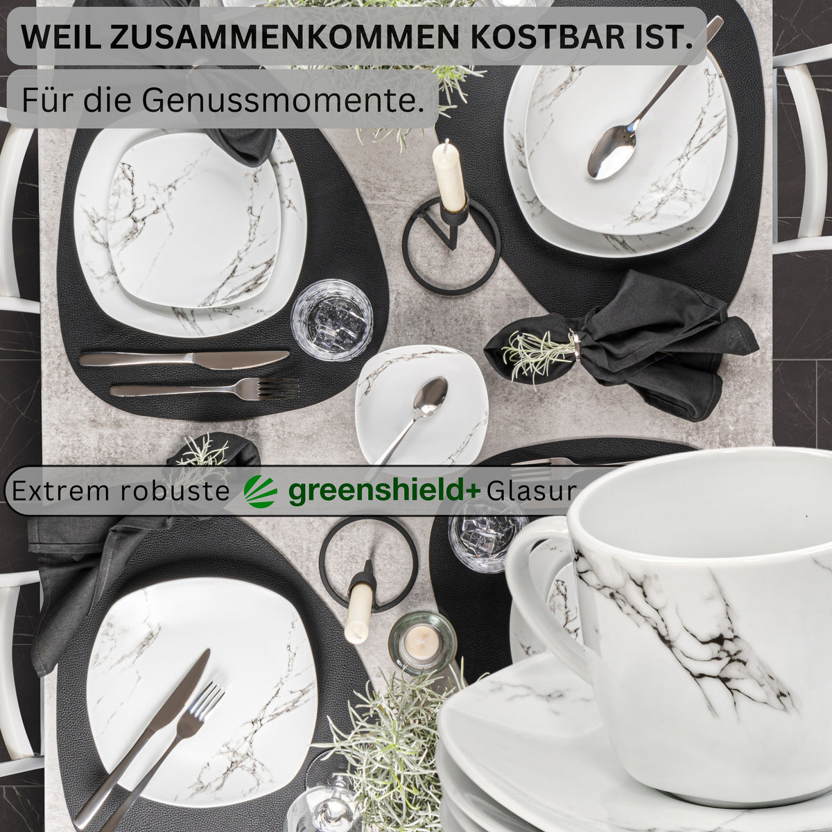 SÄNGER Kaffeetassen Set Bilgola Marmor 12 teilig für 6 Personen