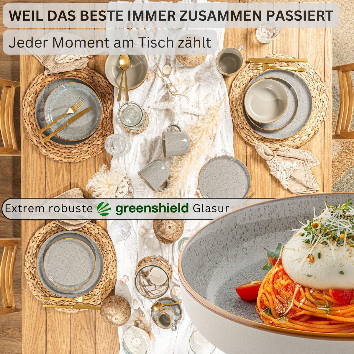 SÄNGER Pastaschalen Set Rio Perlgrau 4 teilig