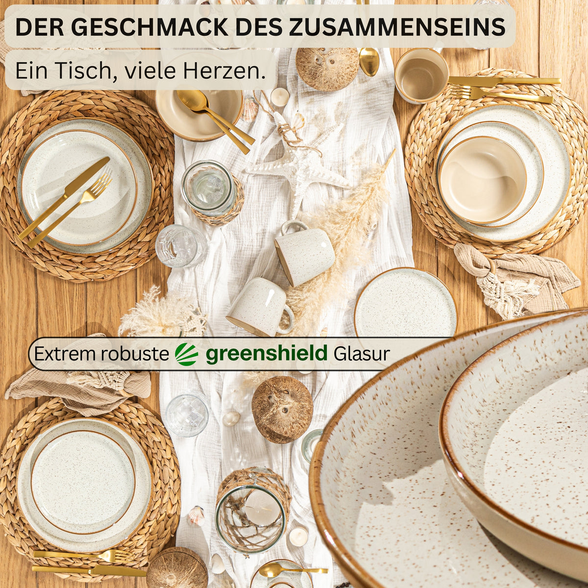 SÄNGER Speiseteller Set Rio Creme - 6 teilig aus Steingut