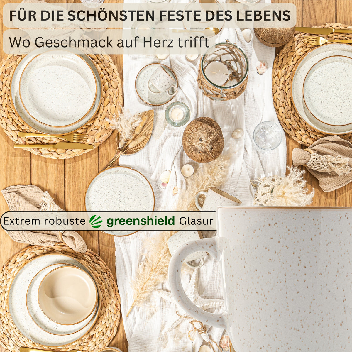 SÄNGER Kaffeebecher Set Rio Creme- 6 teilig aus Steingut