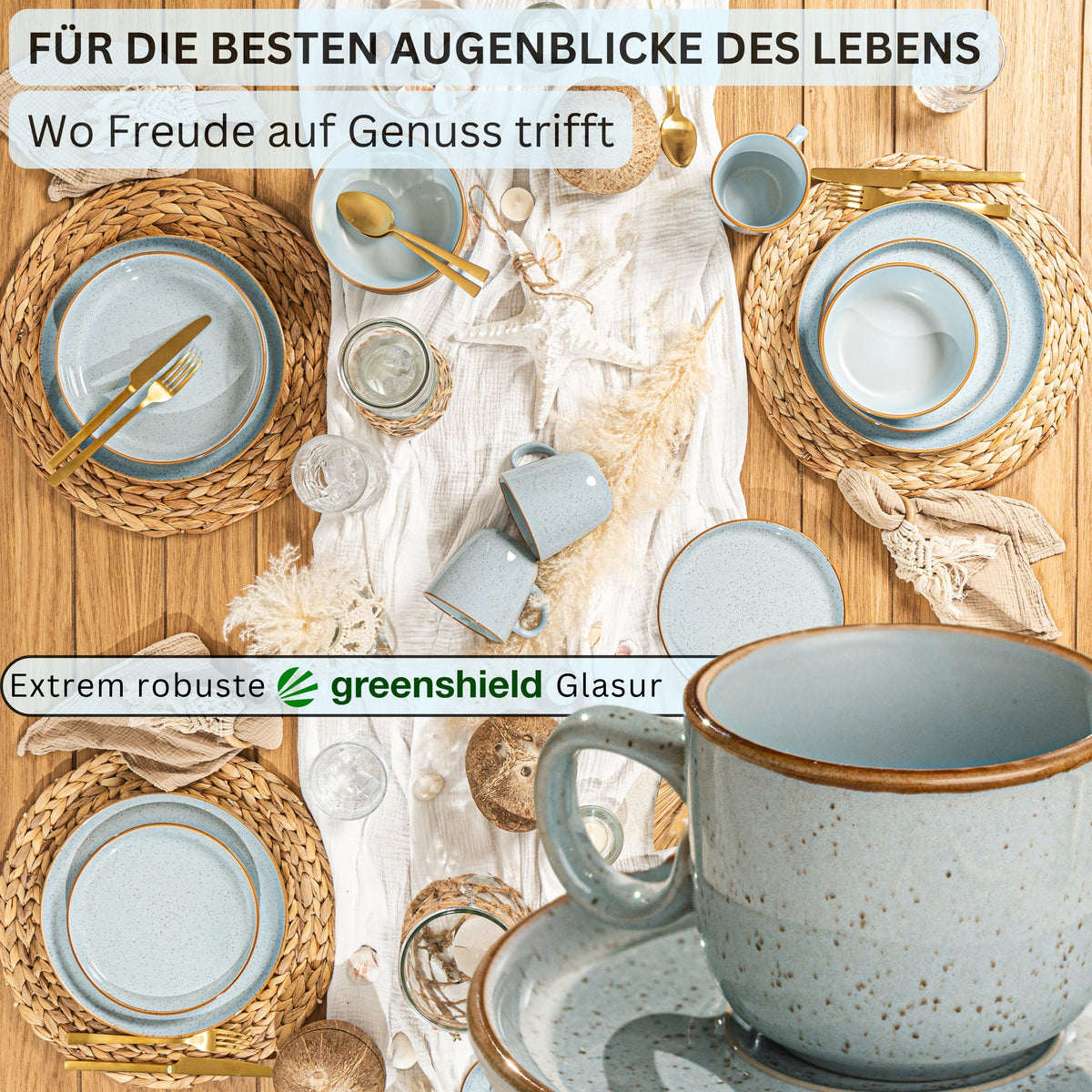 SÄNGER Espressotassen Set Rio Lagune 12 teilig für 6 personen