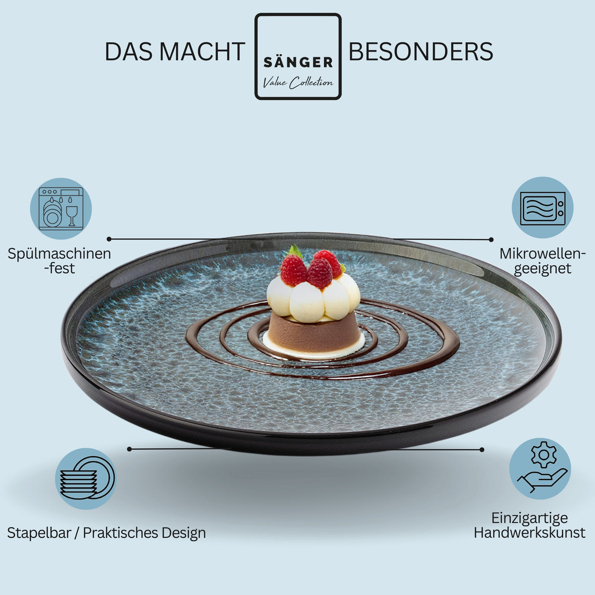 SÄNGER Dessertteller Set Manila - 6 teilig aus Steingut