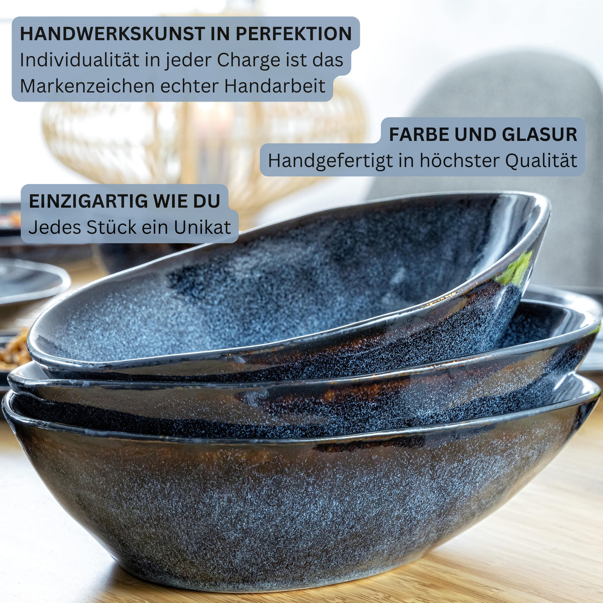 SÄNGER Stoneware Dinner Set Tokio, 16 Piece Dinner Service for 4 People