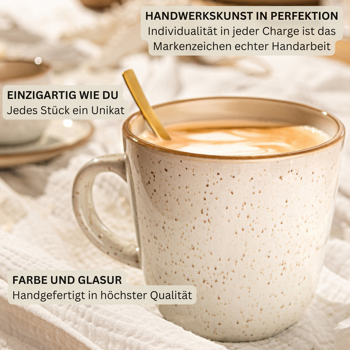 SÄNGER Kaffeebecher Set Rio Creme- 6 teilig aus Steingut