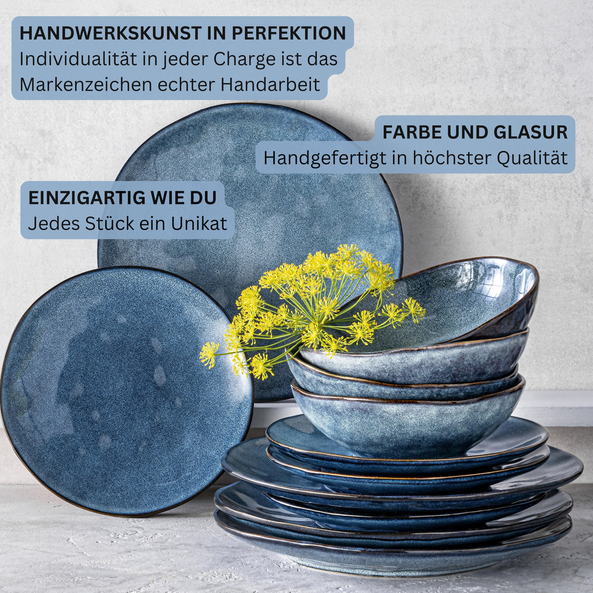 SÄNGER Stoneware Dinnerware Set Darwin, 24-Piece Dinner Service for 8 People