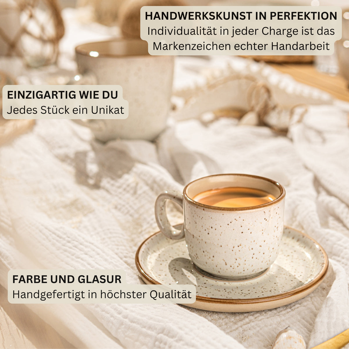 SÄNGER Espressotassen Set Rio Creme 12 teilig für 6 personen