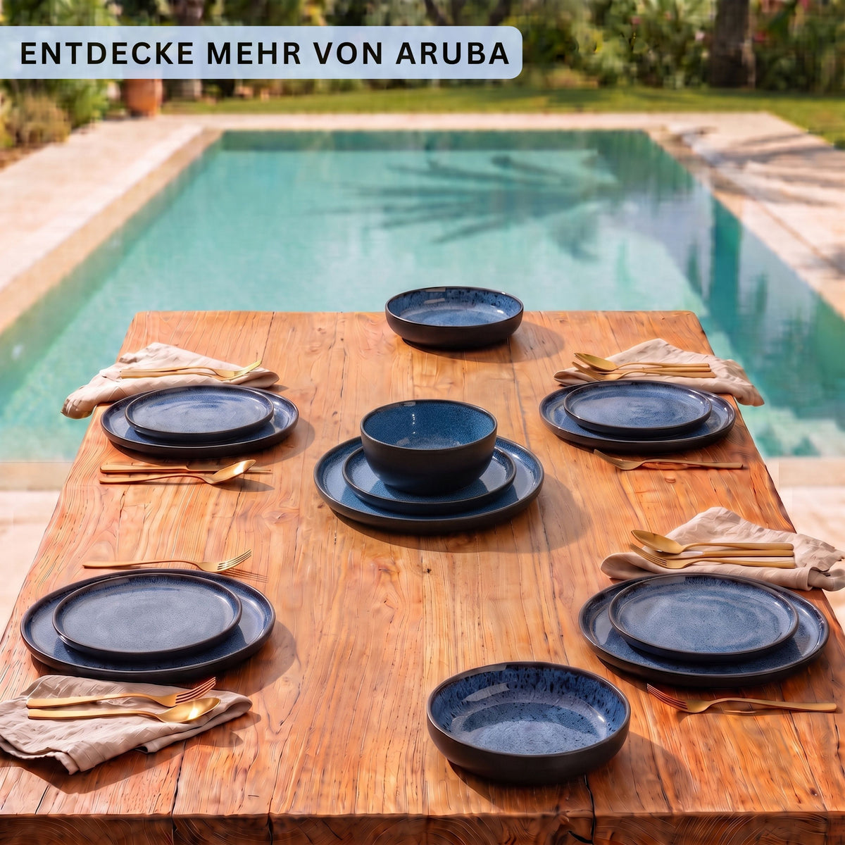 SÄNGER Steingut Geschirrset Aruba, Kombiservice 30 teilig für 6 Personen