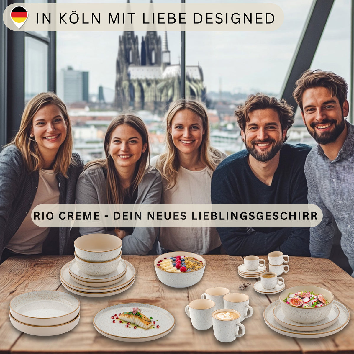SÄNGER Pastaschalen Set Rio Creme - 6 teilig aus Steingut