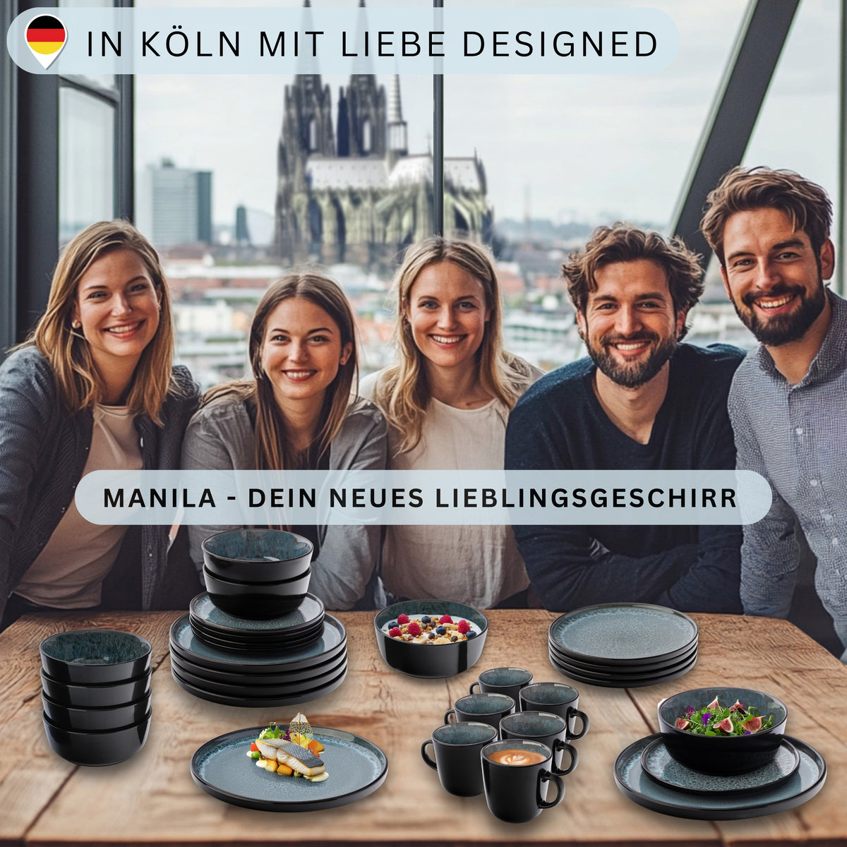SÄNGER Speiseteller Set Manila - 6 teilig aus Steingut