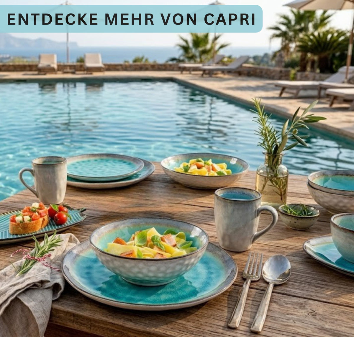 SÄNGER Steingut Geschirrset Capri, Tafelservice 12 teilig für 4 Personen