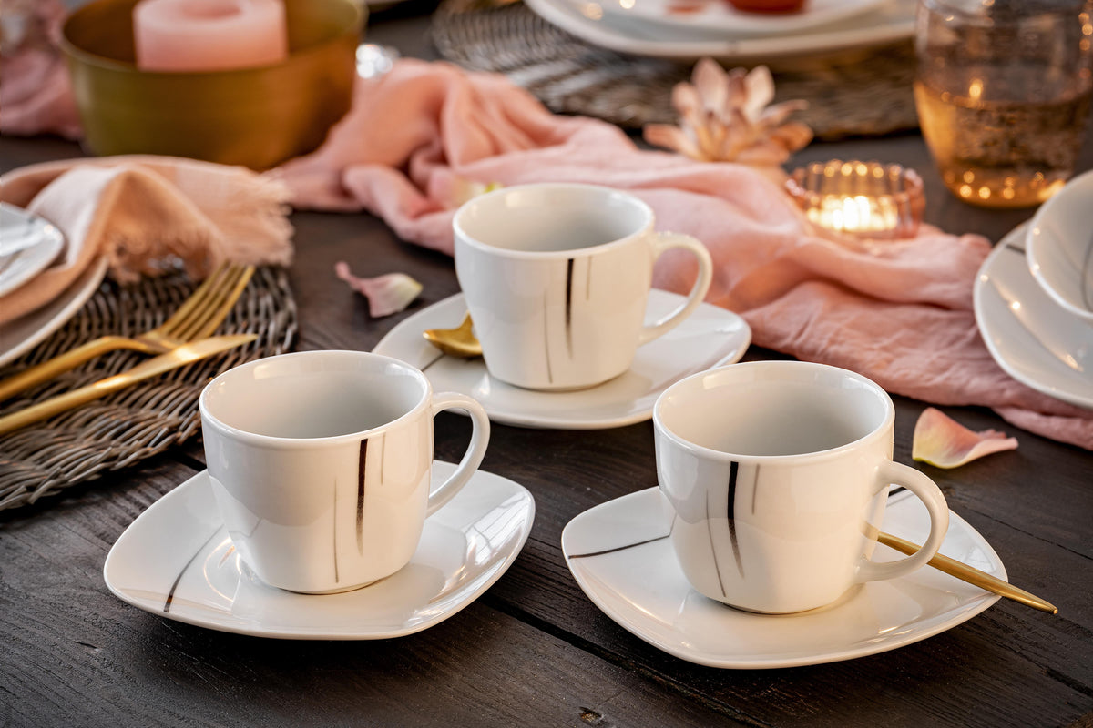 SÄNGER Kaffeeservice Bilgola Black Lines 12 teilig für 6 Personen