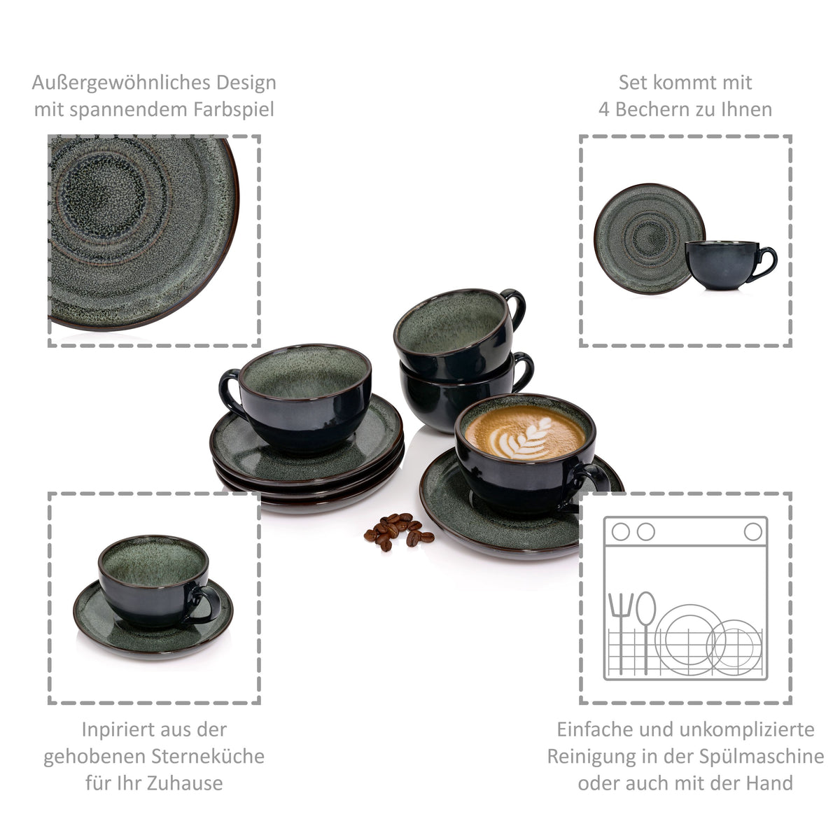 SÄNGER Kaffeetassen Set Kopenhagen 8 teilig